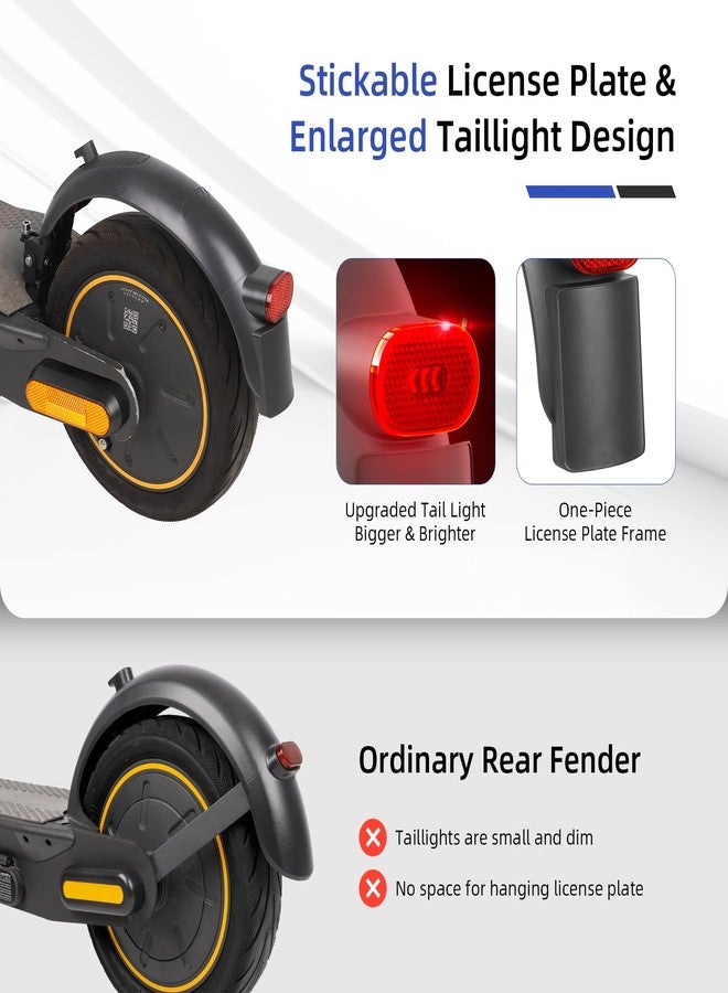 ulip Scooter Rear Fender Replacement Accessories with Tail Light with Brake Compatible with Segway Ninebot Max G30 G30D Scooter Gray - Image 4
