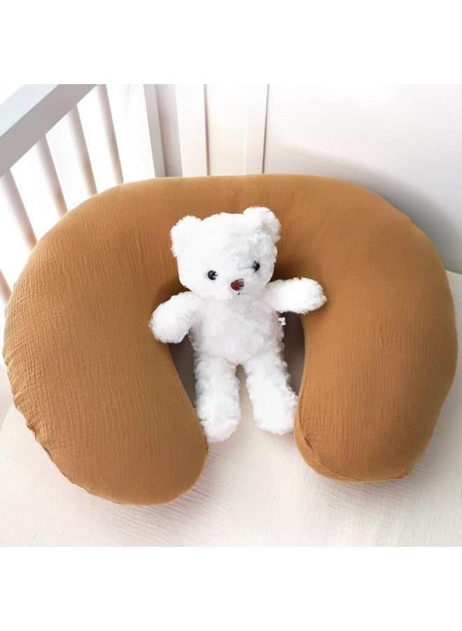 GFU Muslin Nursing Pillow Covers 2 Pack, Soft Feeding Pillow Slipcover for Breastfeeding Moms, Removable Case for Baby Girl and Boy (Beige,Brown) - Image 3