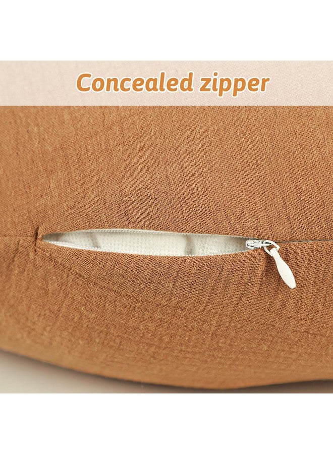 GFU Muslin Nursing Pillow Covers 2 Pack, Soft Feeding Pillow Slipcover for Breastfeeding Moms, Removable Case for Baby Girl and Boy (Beige,Brown) - Image 1