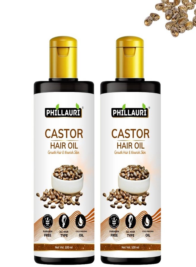 Phillauri Castor Oil for Hair & Eye Lashes Growth, Pure Castor (Arandi) Oil for Women & Men, Skin & Hair With Vitamin E & Mineral Free - 100ml (Pack of 2) - Image 1