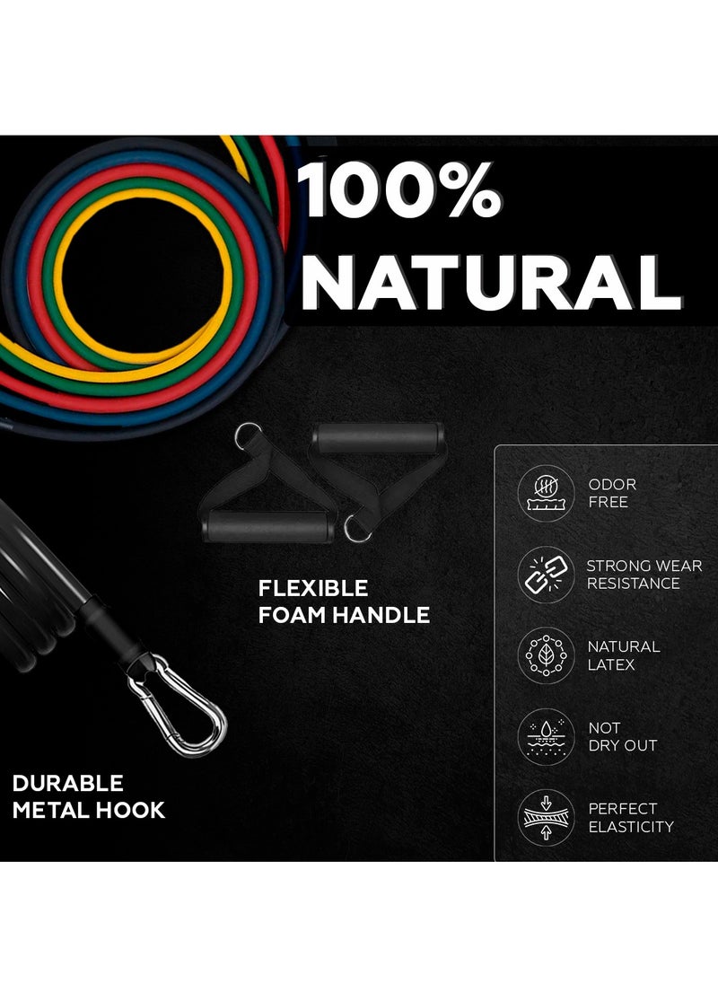 Bernessi - 150 LBS Resistance Bands for Workout Kit Men & Women, Exercise Resistance Tubes Set Workout Bands with Door Anchor Handles Legs Ankle Straps for Training Home Shape Body Physical Therap - Image 1