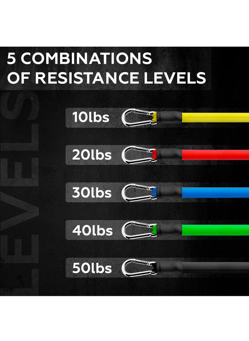 Bernessi - 150 LBS Resistance Bands for Workout Kit Men & Women, Exercise Resistance Tubes Set Workout Bands with Door Anchor Handles Legs Ankle Straps for Training Home Shape Body Physical Therap - Image 1