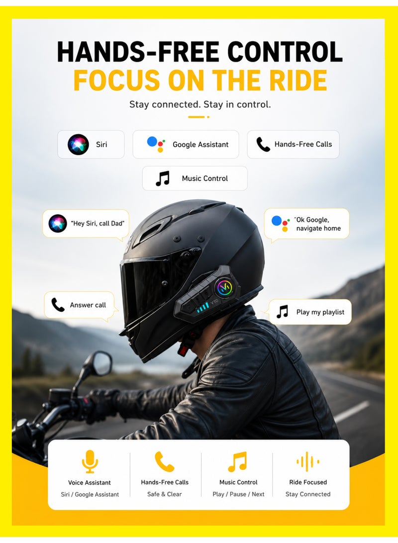 BASEMENT-1 Motorcycle Helmet Speakers High Battery Life Helmet Headphone IPX6 Automatic Answer/Call Music Control/Intelligent Noise/Wake up Siri, 2 Different Types of Mic - Compatible with All Helmets - Image 4