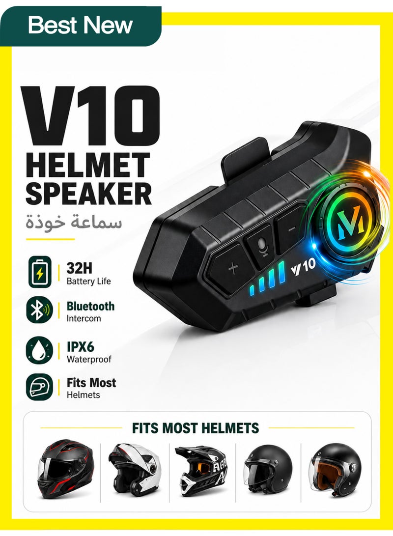 BASEMENT-1 Motorcycle Helmet Speakers High Battery Life Helmet Headphone IPX6 Automatic Answer/Call Music Control/Intelligent Noise/Wake up Siri, 2 Different Types of Mic - Compatible with All Helmets - Image 1
