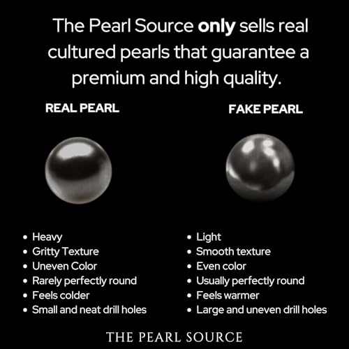 THE PEARL SOURCE 6.0-6.5mm Black Japanese Akoya Real Pearl Earrings for Women - 14k Gold Stud Earrings | Hypoallergenic Earrings with Genuine Cultured Pearls - Image 5