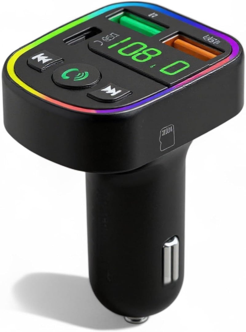Bluetooth FM Transmitter Car Charger 18W Wireless Radio Adapter with Hands Free Calling Dual USB Port and Type C MP3 Player with Micro SD Card Support M103 - Image 1
