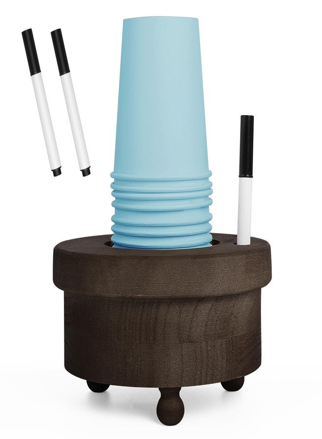 EIPTLOS Wooden Cup Holder with Marker Slot, Disposable Plastic Paper Cup Organizer Cup Holder Dispenser Mug Dispenser for Parties Farmhouse Bar Party Decor - Image 1