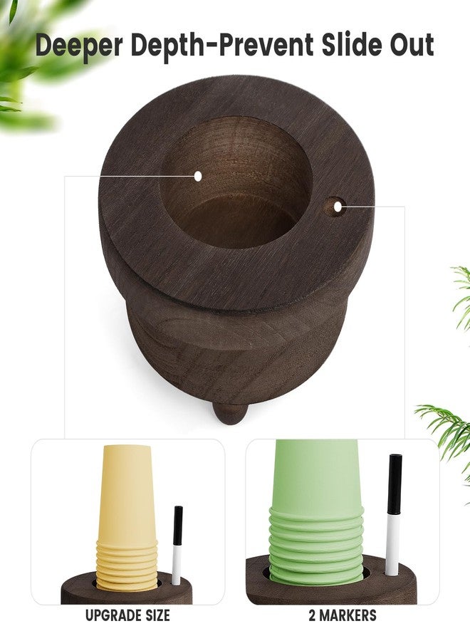 EIPTLOS Wooden Cup Holder with Marker Slot, Disposable Plastic Paper Cup Organizer Cup Holder Dispenser Mug Dispenser for Parties Farmhouse Bar Party Decor - Image 4