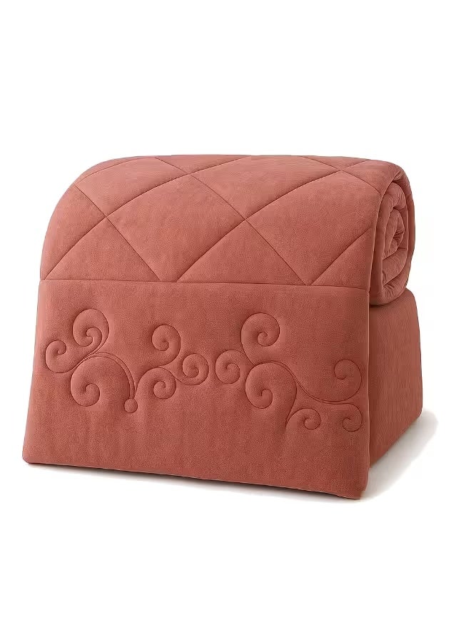 مينج لي مفرش شتوي نفر ونص نظام وجهين (مخمل × فرو) – طقم مفارش 4 قطع يشمل لحاف، شرشف مطاطي، غطاء وسادة وغطاء مخدة، يناسب سرير مقاس 140×200 سم - Image 2