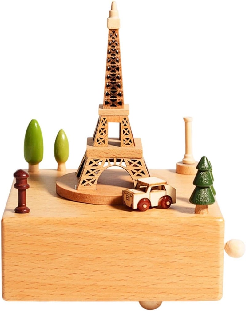 Wooden Musical Box Creative Clockwork Type Rotating Mechanical Music Movement - Image 1