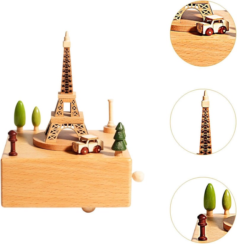 Wooden Musical Box Creative Clockwork Type Rotating Mechanical Music Movement - Image 2
