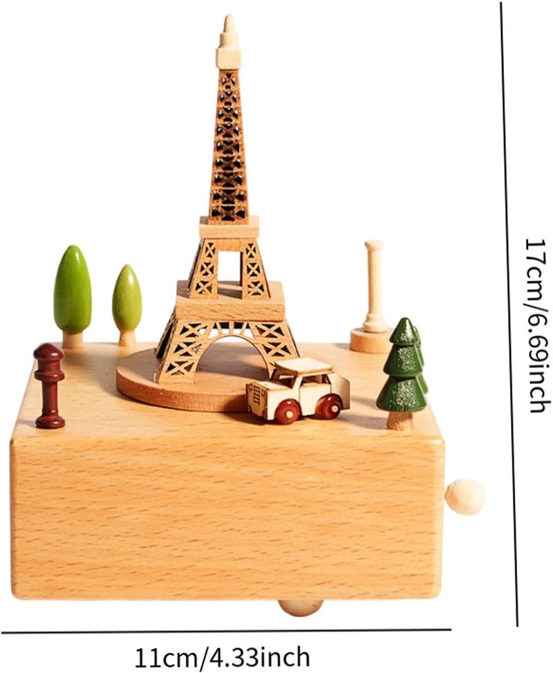 Wooden Musical Box Creative Clockwork Type Rotating Mechanical Music Movement - Image 3