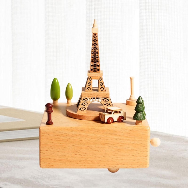 Wooden Musical Box Creative Clockwork Type Rotating Mechanical Music Movement - Image 4