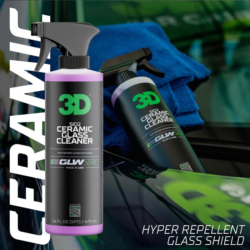 3D SiO2 Ceramic Glass Cleaner  GLW Series | Water & Rain Repellent | All-Weather Protective Ceramic Glass Cleaner | Safe for Tinted  Non-Tinted Windows & Mirrors | DIY Car Detailing | 64 oz - Image 3