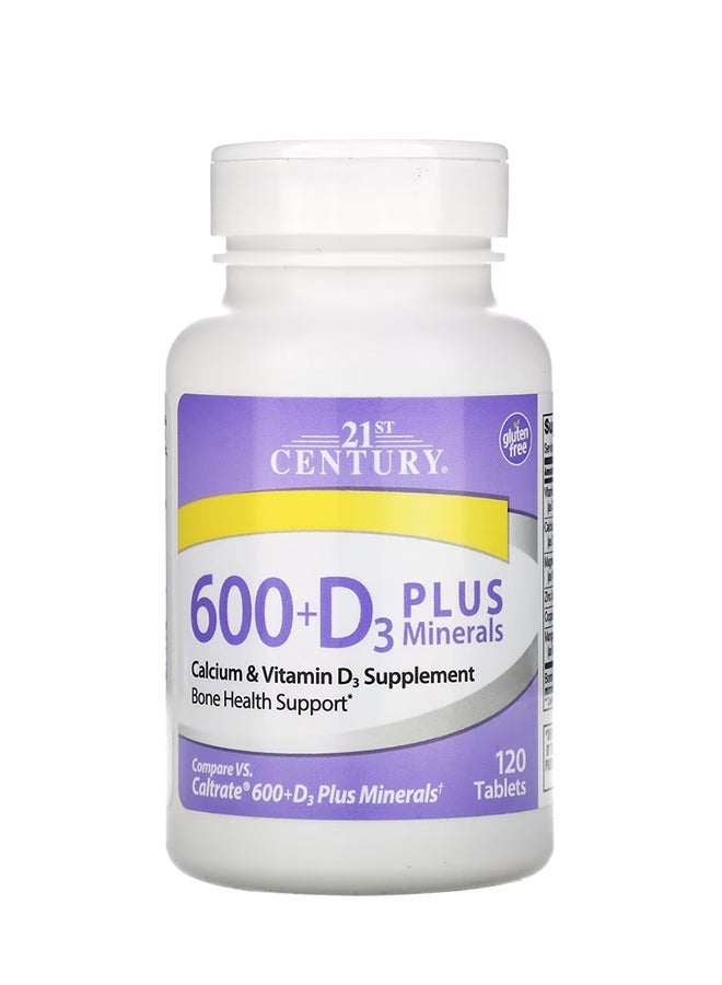21st Century Calcium 600 Plus D3 Plus Minerals - 120 Tablets