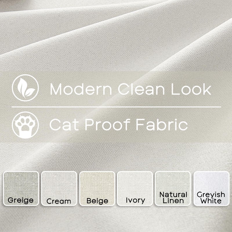 PANELSBURG Cream Blackout Cat Proof Curtains for Bedroom, Thermal Curtain for Winter Insulated, Back Tab Pleated Polished Faux Linen Black Out Drapes 84 Inches Long 2 Panels Set for Living Room, Natural Ivory - Image 2