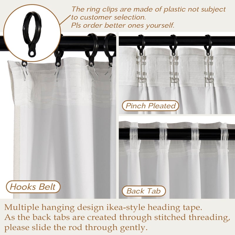 PANELSBURG Cream Blackout Cat Proof Curtains for Bedroom, Thermal Curtain for Winter Insulated, Back Tab Pleated Polished Faux Linen Black Out Drapes 84 Inches Long 2 Panels Set for Living Room, Natural Ivory - Image 3