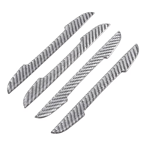 TANGSEN 4Pcs Universal Real Carbon Fiber with 2mm Twill Woven Texture Door Edge Guard Paint Scratch Bumper Protector Anti Door Slam Silver Protective Pad Sticker Film for SUV Truck - Image 1