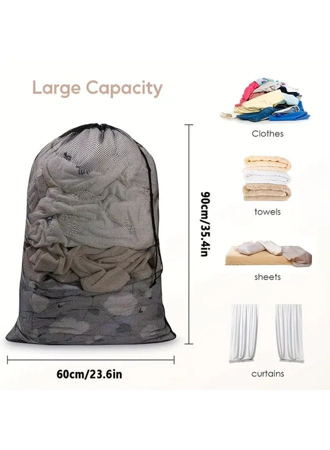 2 Pack Heavy Duty Extra Large Laundry Bags 24x36 Inch Black with Drawstring Closure - Image 4
