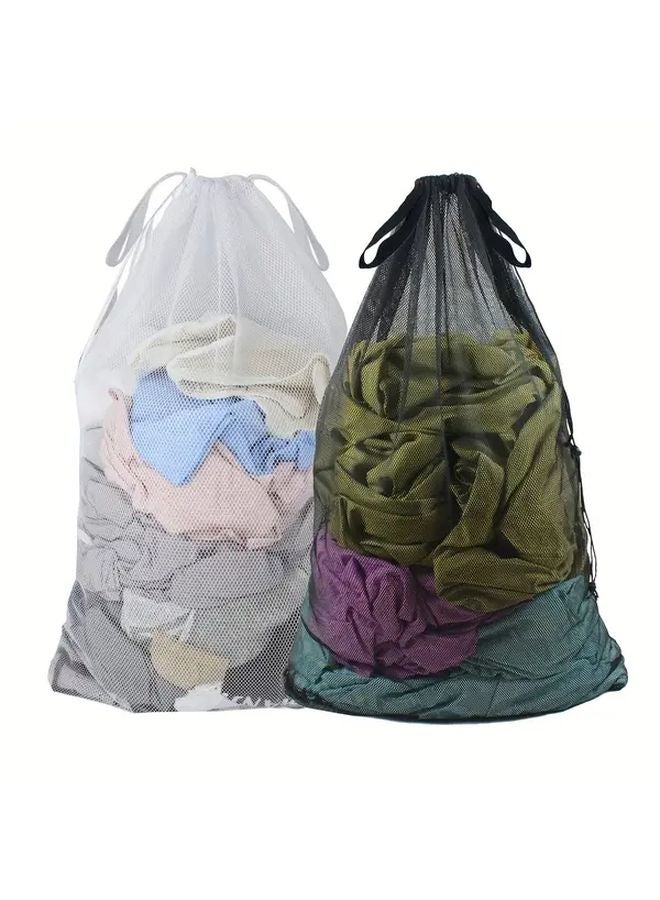 2 Pack Heavy Duty Extra Large Laundry Bags 24x36 Inch Black with Drawstring Closure - Image 2