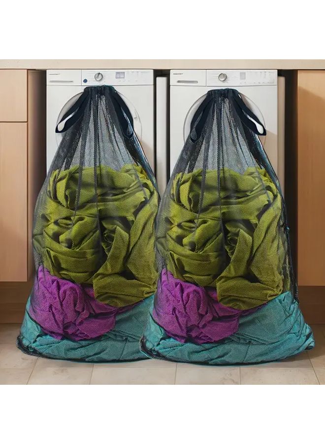 2 Pack Heavy Duty Extra Large Laundry Bags 24x36 Inch Black with Drawstring Closure - Image 3