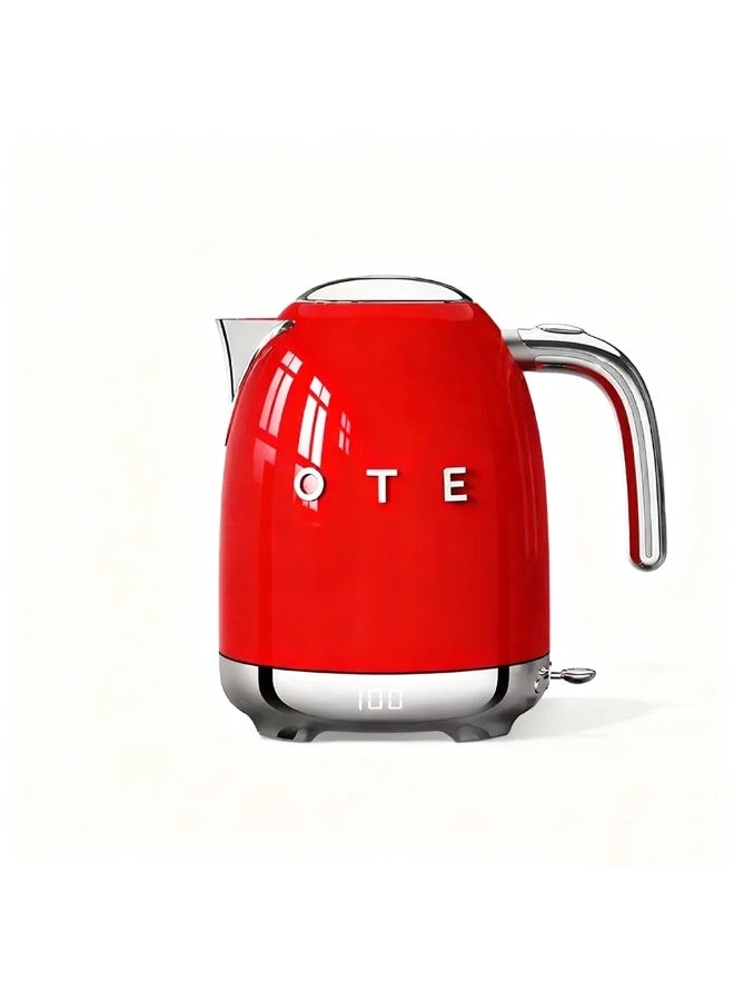 1.5L Electric Kettle, Retro Water Boiler with LCD Temperature Display, 5-Speed Temperature Control & Auto Keep Warm Function Red