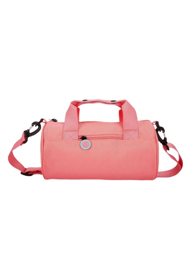Cylinder Bag Yoga Dance Leisure Sports Bag Commuter Handbag Fashion All-match Shoulder Crossbody Bag-Color:Peach Powder-Size:Small - Image 1