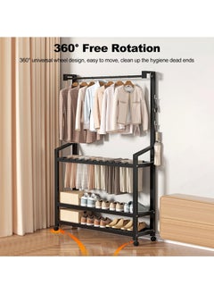 XiuWoo Multifunctional Modern Simple Movable Clothes Rack Pants Rack Shoe Rack Integrated Coat Rack Closet Clothes Hanger For Dormitory Home Bedroom Entrance  - Image 4