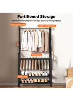 XiuWoo Multifunctional Modern Simple Movable Clothes Rack Pants Rack Shoe Rack Integrated Coat Rack Closet Clothes Hanger For Dormitory Home Bedroom Entrance  - Image 3