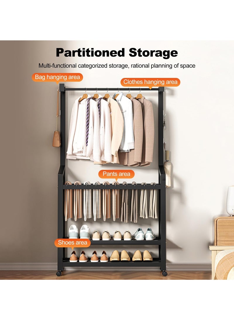 XiuWoo Multifunctional Modern Simple Movable Clothes Rack Pants Rack Shoe Rack Integrated Coat Rack Closet Clothes Hanger For Dormitory Home Bedroom Entrance  - Image 3