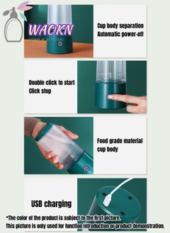 WAOKN Portable Fruit Blender Personal Juice Cup for Smoothies Wireless Rechargeable Mixer For Travel Sports Office School Juice Cup Powerful Blades Cordless Juicer For All Kinds Of Fruits  - Image 4