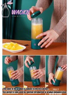 WAOKN Portable Fruit Blender Personal Juice Cup for Smoothies Wireless Rechargeable Mixer For Travel Sports Office School Juice Cup Powerful Blades Cordless Juicer For All Kinds Of Fruits  - Image 2