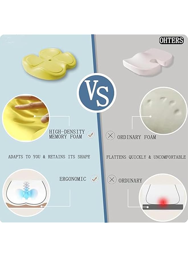 إيروريكس وسادة مقعد لكرسي المكتب من إسفنج الذاكرة وسادة مقعد العصعص لكرسي المكتب وسادة مقعد السيارة لعظم الذنب وعرق النسا لتخفيف آلام أسفل الظهر من إسفنج الذاكرة الكثيف - Image 3