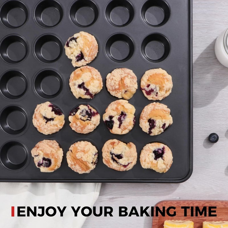 HONGBAKE 48 Cup Mini Muffin Pan, Small Cupcake Pan, Premium Nonstick Muffin Tin for Baking Cheesecake, Dishwasher Safe and Heavy Duty, Carbon Steel - Image 4