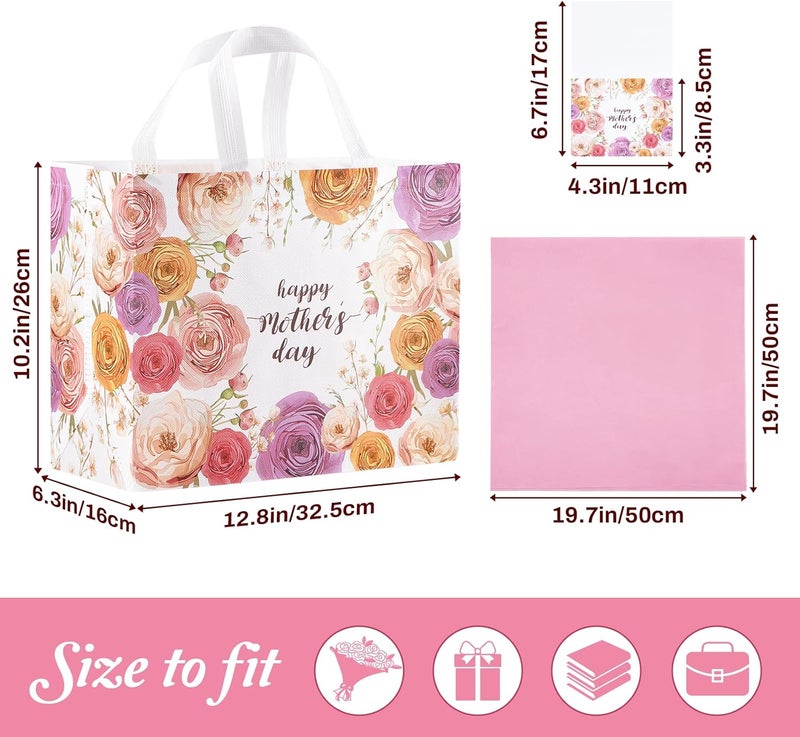 STYPOP 2 Pack Large Mother's Day Gift Bags with Tissue Paper - Reusable Non-Woven Pink Bags - Image 2