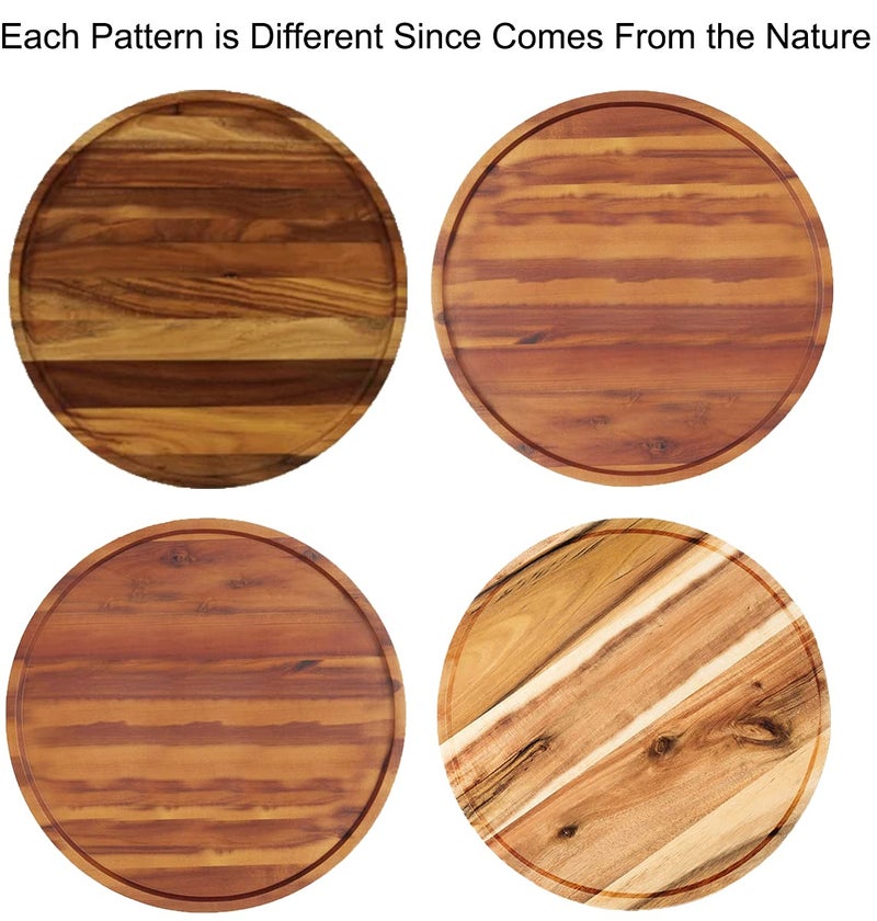 AUAM 10" Two-Tier Acacia Wood Lazy Susan Organizer Kitchen Turntable for Cabinet Pantry Table Organization - Image 2
