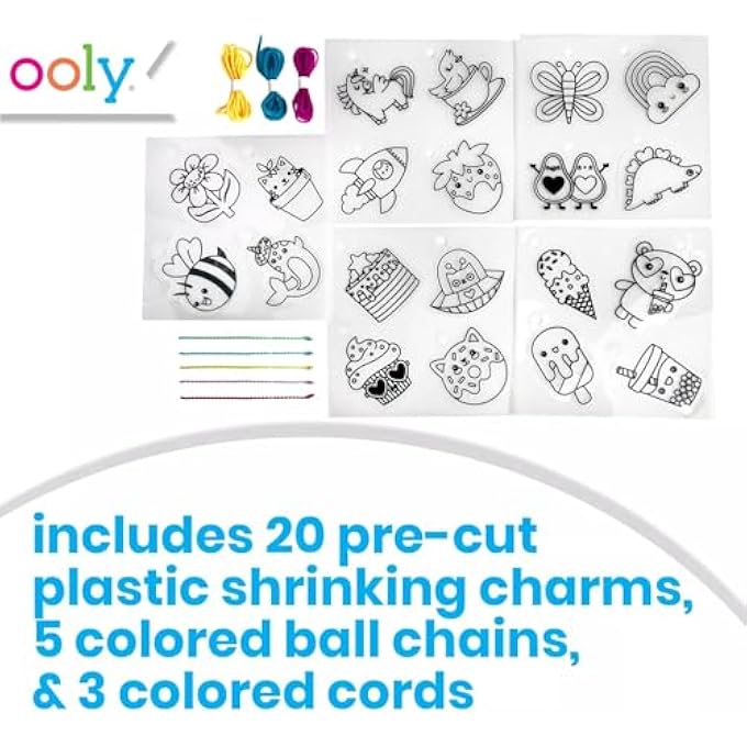 SHRINK-ITS 28 PC DIY SHRINKING ART KIT THAT CREATES CHARMS AND TAGS, INCLUDES 20 PLASTIC PRE CUT CHARMS AND MORE, NO MESS ART FOR KIDS, DIY CREATIVE ACTIVITY, IDEAL PARTY FAVOR - CUTE CREW - Image 3