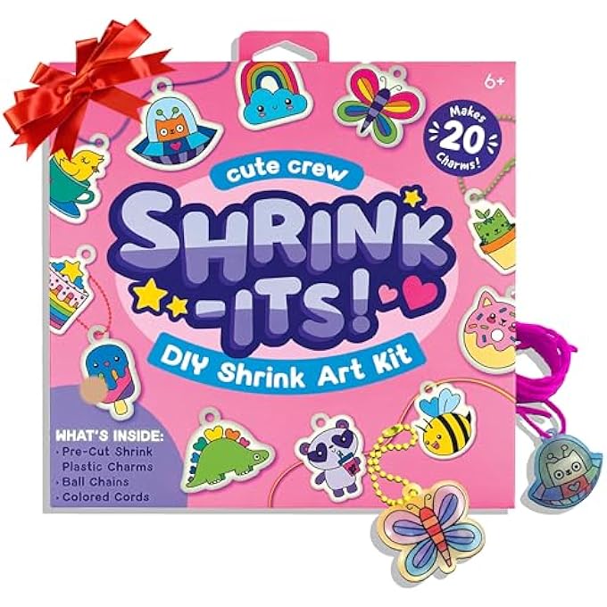 SHRINK-ITS 28 PC DIY SHRINKING ART KIT THAT CREATES CHARMS AND TAGS, INCLUDES 20 PLASTIC PRE CUT CHARMS AND MORE, NO MESS ART FOR KIDS, DIY CREATIVE ACTIVITY, IDEAL PARTY FAVOR - CUTE CREW - Image 2