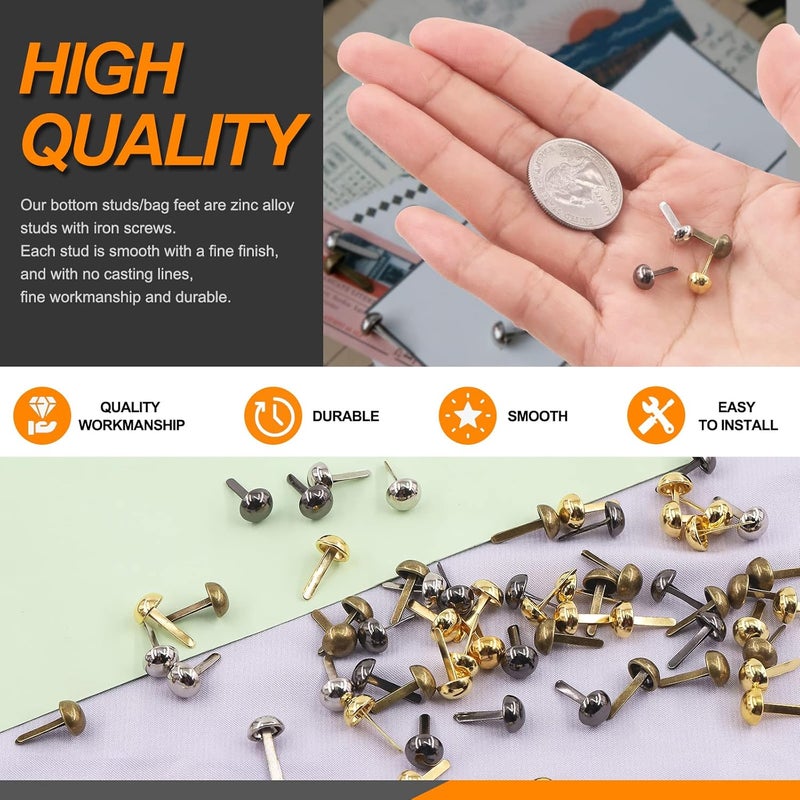 Rustark 600PCS 4 Colors Paper Fasteners Round Brass Brads Fasteners Assortment Kit 6x12mm Mushroom Head Paper Fasteners Brass Metal Brads Scrapbooking Decorative Paper Crafts School DIY Project - Image 3