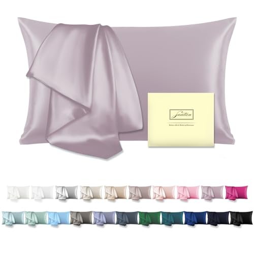 Suatien Mulberry Silk Pillow Cases Standard Size Silk Pillowcase with Zipper Soft Breathable Smooth Cooling Satin Silk Pillow Covers for Sleeping for Hair and Skin (Lavender,20"X 26",1Pcs) - Image 1