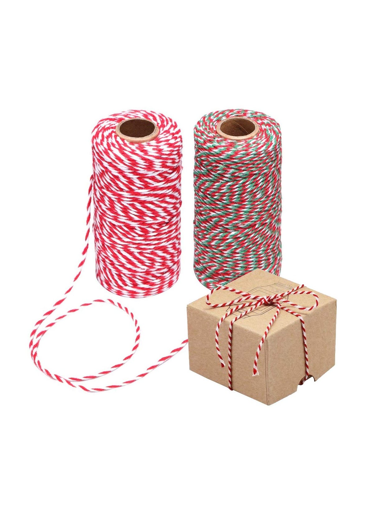 Generic 2 Rolls Colored Cotton Rope 200m Solid Wrapping Twine Durable ...