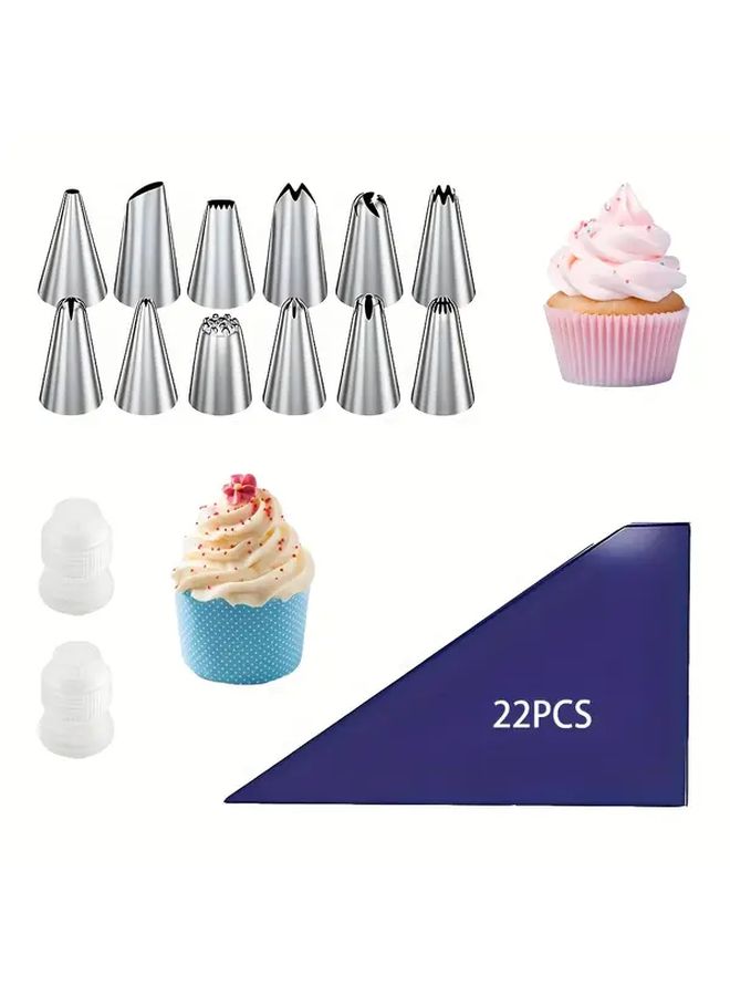 Deep Blue 36 Piece Baking Tool Set for Cake Decoration Including Piping Bags Tips Couplers - Image 1