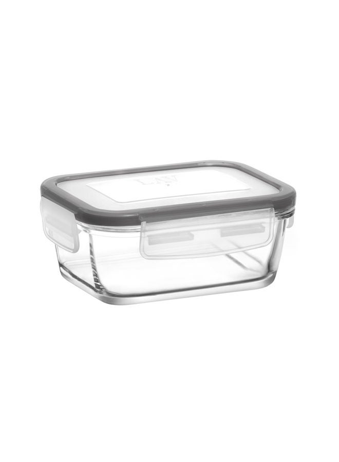 لاف حاوية طعام زجاجية مستطيلة بغطاء باللون الرمادي/شفاف سعة 400 مل - Image 3