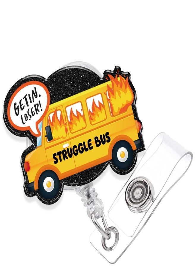 963RW Funny Struggle Bus Badge Reel Retractable ID with Clip, Nurse Badge Holder for ER RN CNA LPN MA Health Care Social Worker Accessories - Image 1