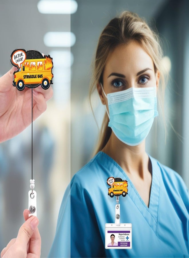 963RW Funny Struggle Bus Badge Reel Retractable ID with Clip, Nurse Badge Holder for ER RN CNA LPN MA Health Care Social Worker Accessories - Image 4