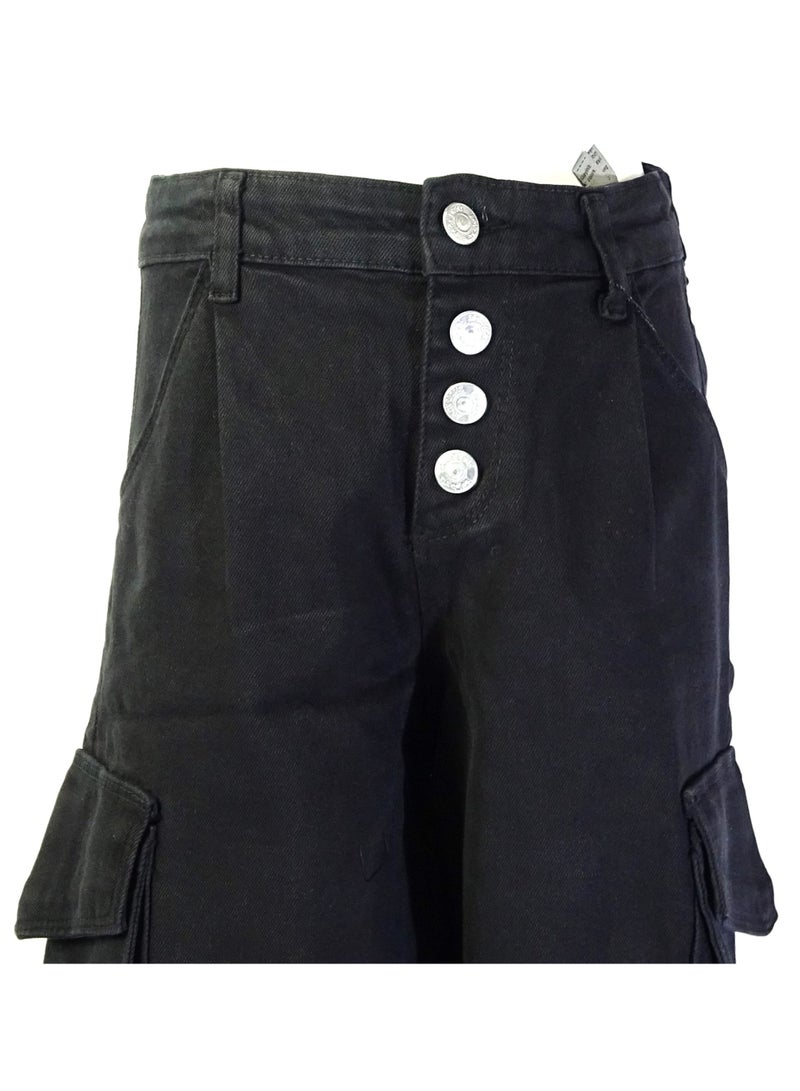 SHELTER "Girls' pants with a buttoned waistband, multiple pockets, and solid colors from the Shelter collection 23022." - Image 3