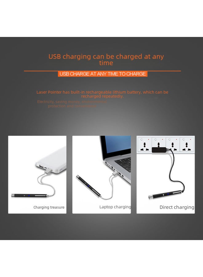 Usb Rechargeable Light Single-point Laser Flashlight Aluminum Alloy Sandbox Indicator Laser Lamp Manufacturer Wholesale-Color:Short Aluminum Alloy Pen  - Image 3