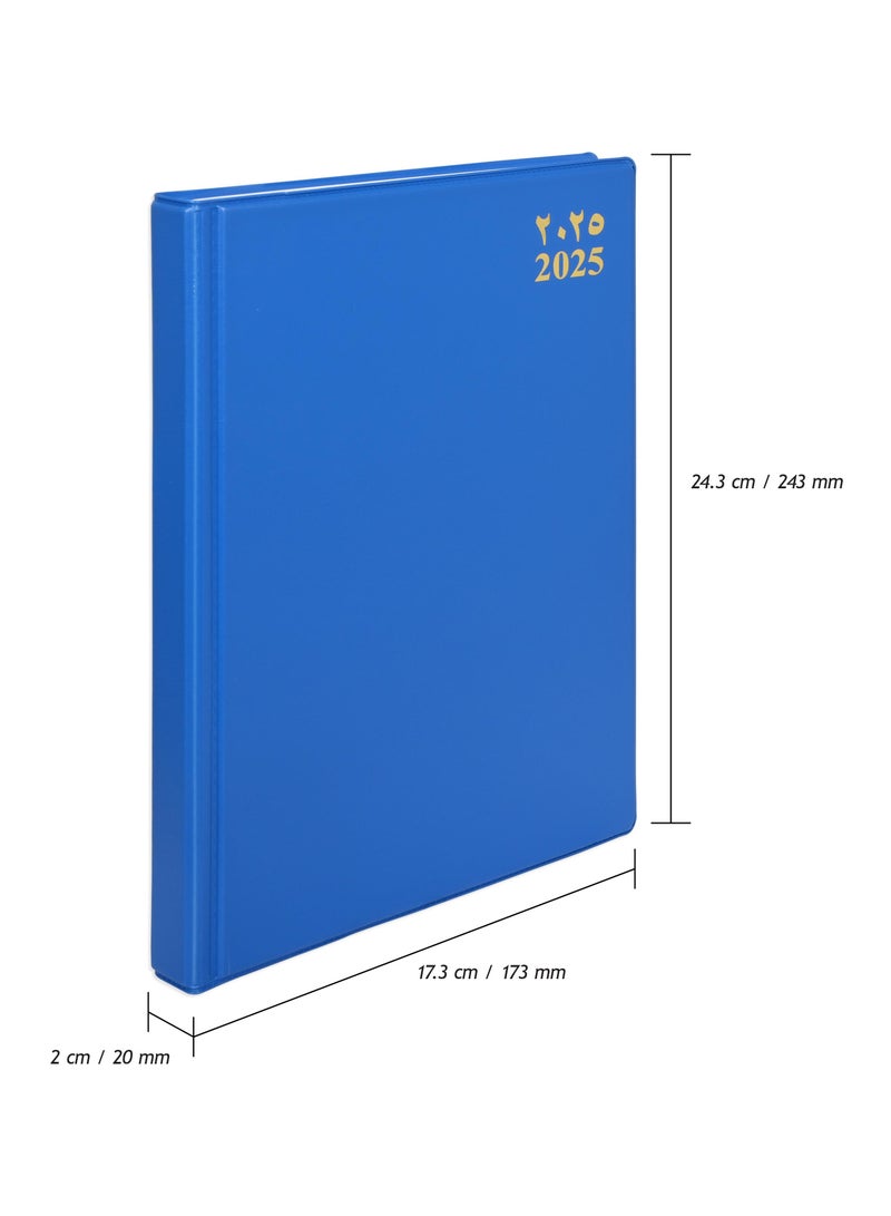 FIS 2025 Agenda Diary Arabic/English Left Side Opening with 12 Months Index, PVC Hard Cover Blue - FSDI63AEL25BL - Image 4
