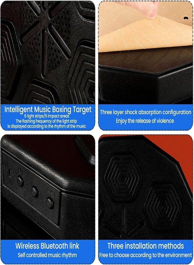 GUDOO جهاز الملاكمة مثبت على الحائط، معدات ملاكمة الموسيقى الذكية مثقب الوسائد مع ضوء LED، هدف الملاكمة الإلكتروني مع بلوتوث الموسيقى - Image 3