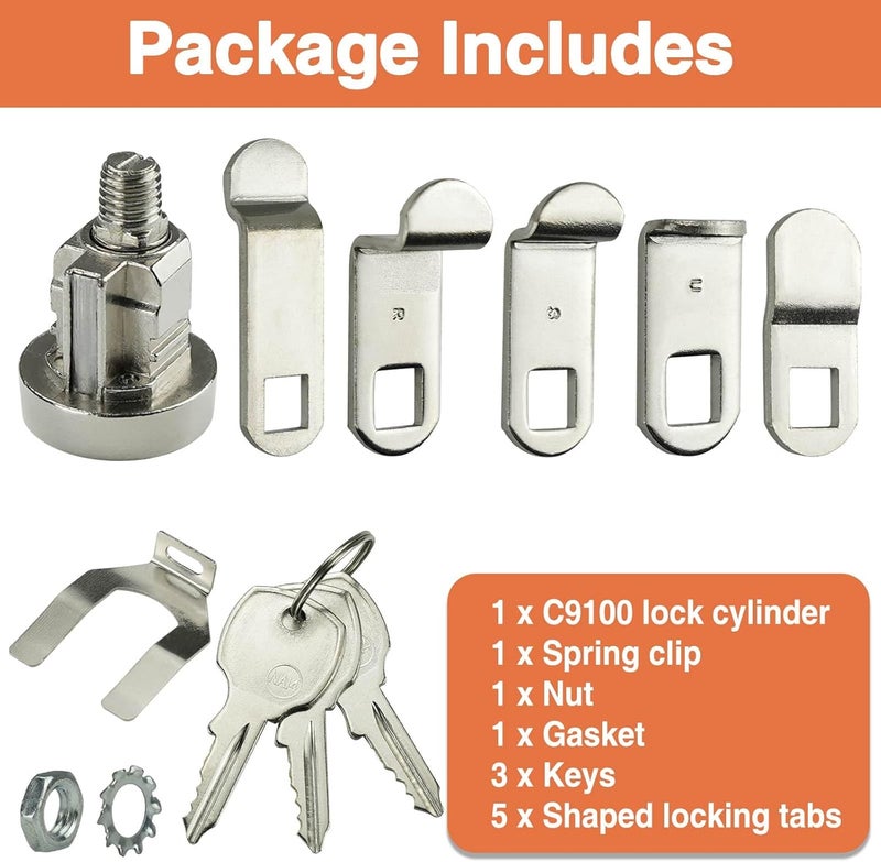 HEMRUNK 1-Pack Mailbox Lock and Key L-1172C COMP-X National Mailbox Lock C9100 Mailbox Key Lock with 3 Keys 5 Shaped Locking Plates Clockwise - Image 5